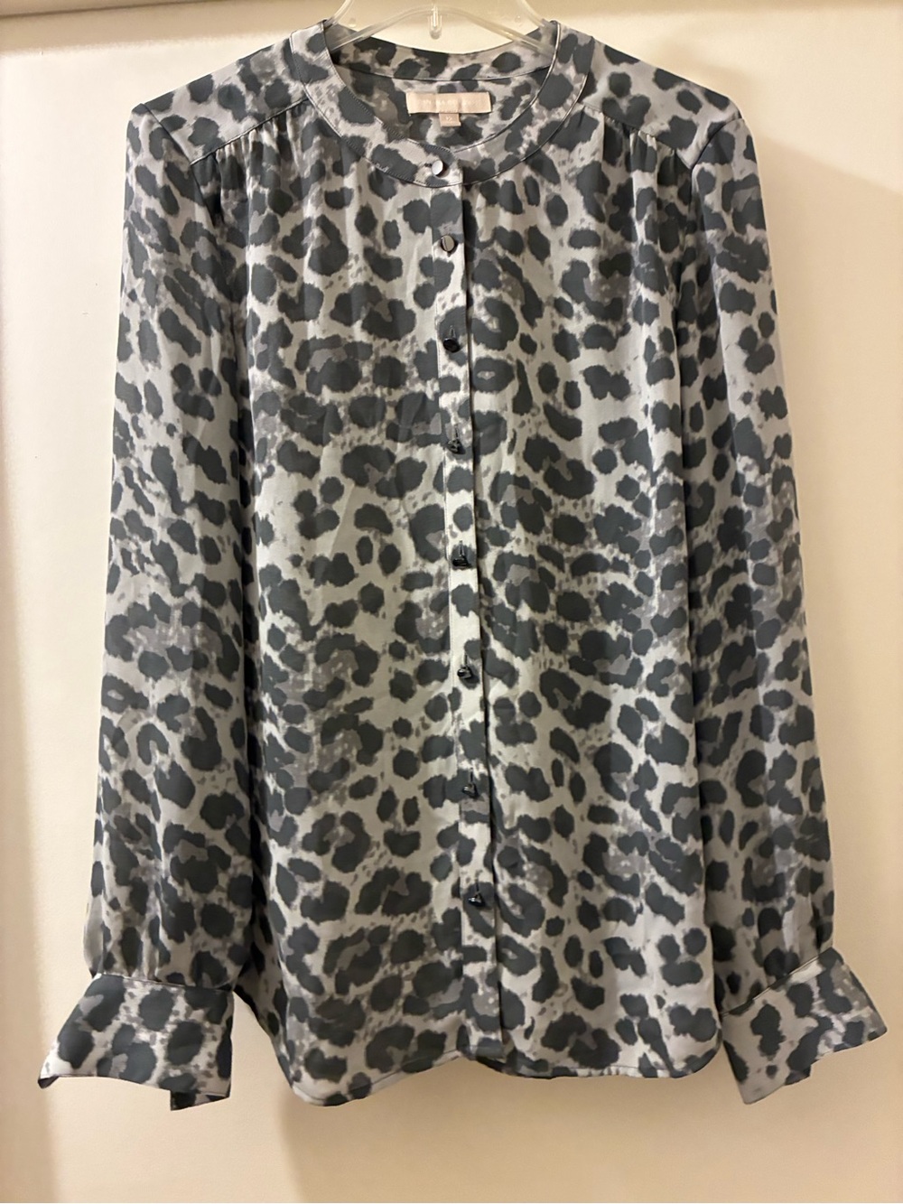 Banana Republic Gray Leopard Print Blouse